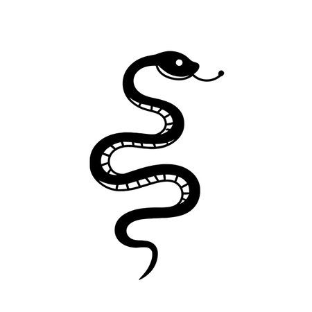 Coral Snake simple black and white line art vector logo. Coral Snakeのイラスト素材