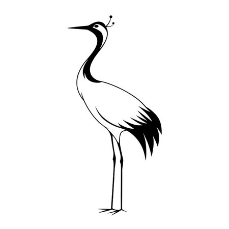 Crane simple black and white line art vector logo. Craneのイラスト素材