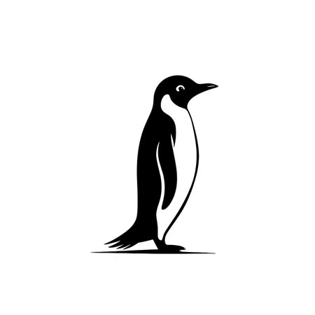 Gentoo Penguin simple black and white line art vector logo. Gentoo Penguinのイラスト素材