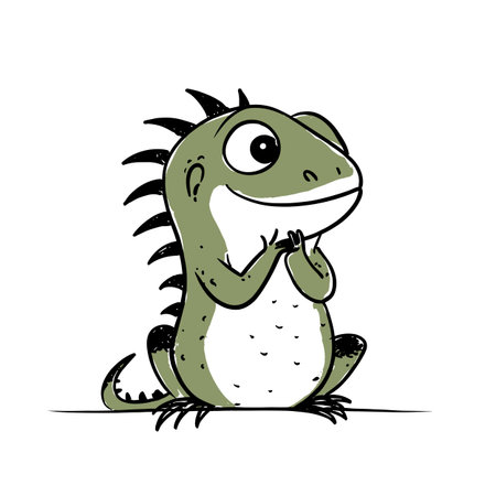 Iguana simple black and white line art vector logo. Iguanaのイラスト素材