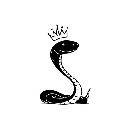 King Cobra simple black and white line art vector logo. King Cobraのイラスト素材