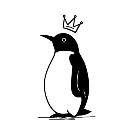 King Penguin simple black and white line art vector logo. King Penguinのイラスト素材