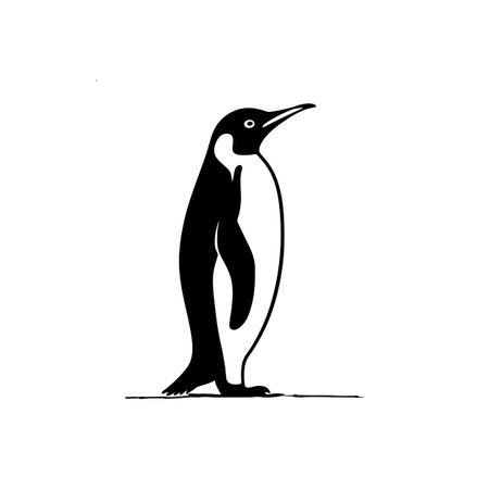 King Penguin simple black and white line art vector logo. King Penguinのイラスト素材