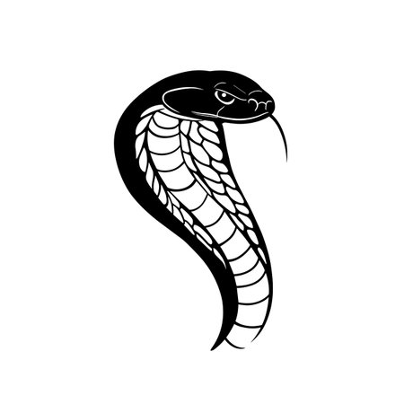 King Cobra simple black and white line art vector logo. King Cobraのイラスト素材