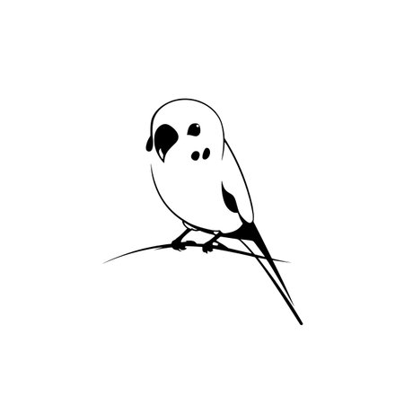 Parakeet simple black and white line art vector logo. Parakeet