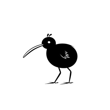 Kiwi simple black and white line art vector logo. Kiwiのイラスト素材
