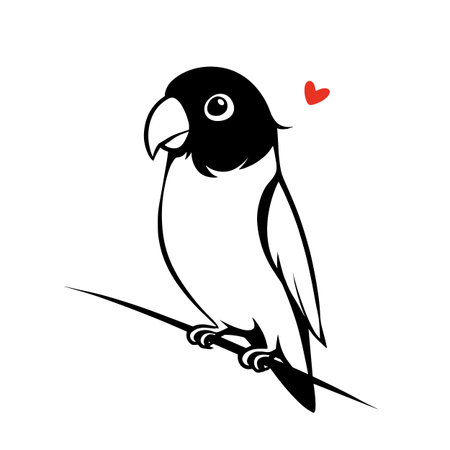 Lovebird simple black and white line art vector logo. Lovebirdのイラスト素材