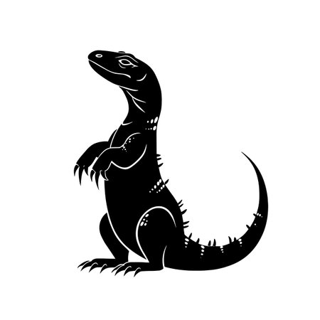Komodo Dragon simple black and white line art vector logo. Komodo Dragonのイラスト素材