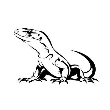 Monitor Lizard simple black and white line art vector logo. Monitor Lizardのイラスト素材