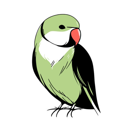 Parakeet simple black and white line art vector logo. Parakeet