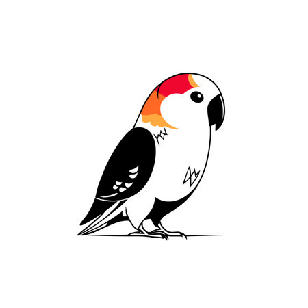 Parakeet simple black and white line art vector logo. Parakeetのイラスト素材