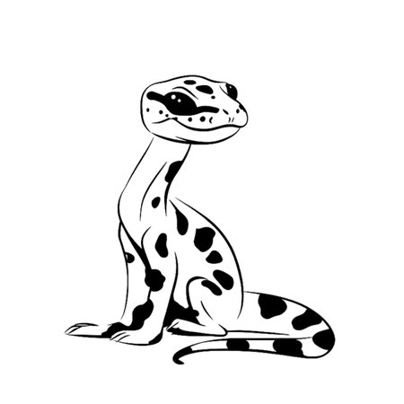 Python simple black and white line art vector logo. Pythonのイラスト素材