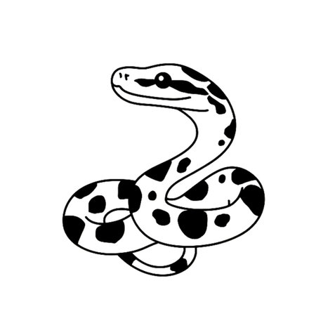 Python simple black and white line art vector logo. Python