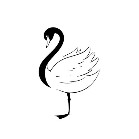 Swan simple black and white line art vector logo. Swanのイラスト素材