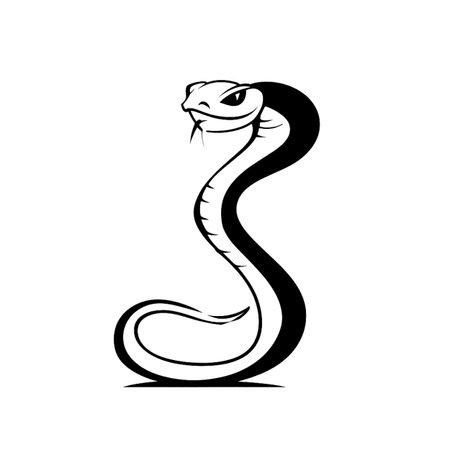 Viper simple black and white line art vector logo. Viper