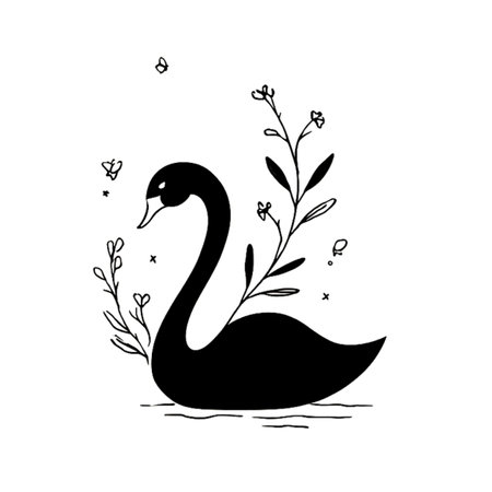 Swan simple black and white line art vector logo. Swanのイラスト素材