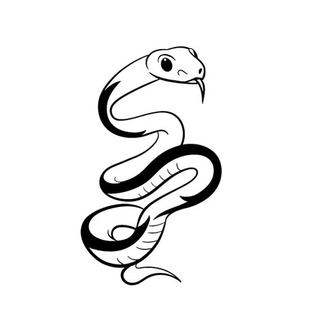 Viper simple black and white line art vector logo. Viperのイラスト素材