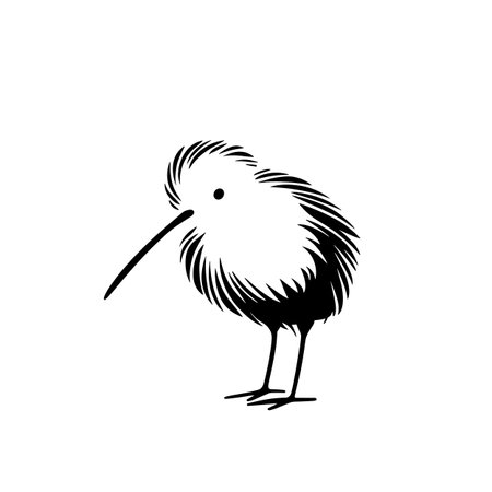 Kiwi simple black and white line art vector logo. Kiwiのイラスト素材