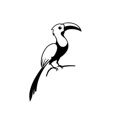 Hornbill simple black and white line art vector logo. Hornbillのイラスト素材