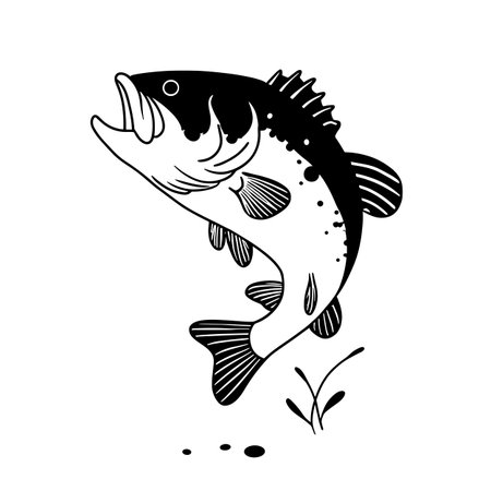 Bass simple black and white line art vector logo. Bassのイラスト素材