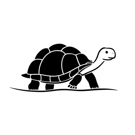 Aldabra Tortoise simple black and white line art vector logo. Aldabra Tortoiseのイラスト素材