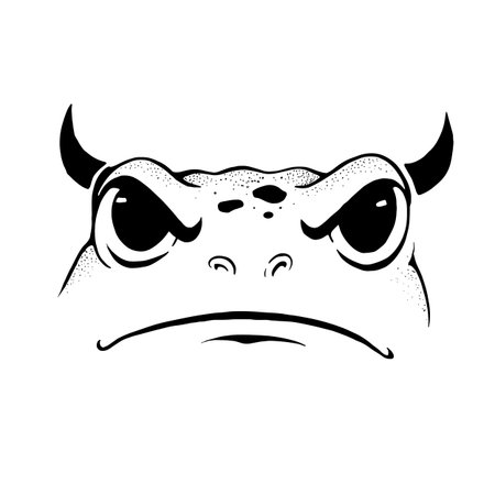 Bullfrog simple black and white line art vector logo. Bullfrogのイラスト素材