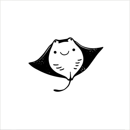 Manta Ray simple black and white line art vector logo. Manta Ray