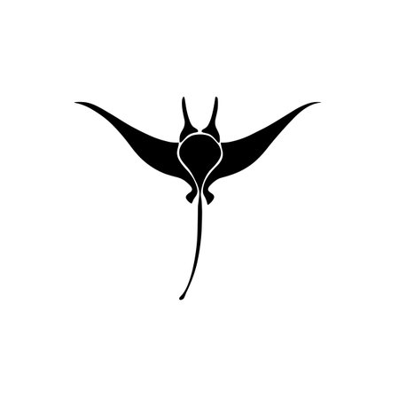 Manta Ray simple black and white line art vector logo. Manta Rayのイラスト素材