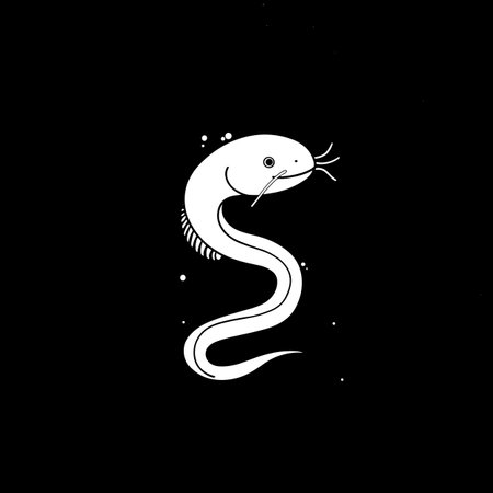 Moray Eel simple black and white line art vector logo. Moray Eelのイラスト素材