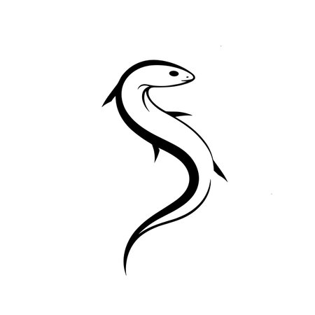Moray Eel simple black and white line art vector logo. Moray Eelのイラスト素材