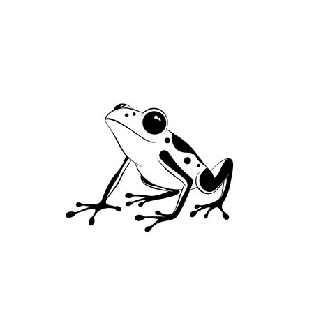 Poison Dart Frog simple black and white line art vector logo. Poison Dart Frog