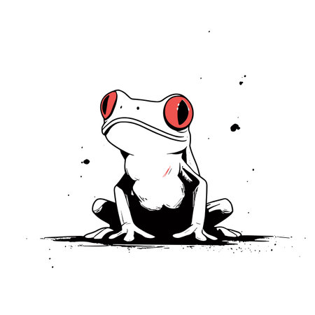 Tree Frog simple black and white line art vector logo. Tree Frogのイラスト素材