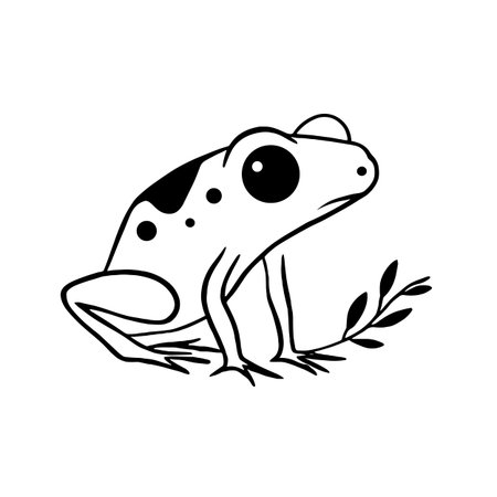 Poison Dart Frog simple black and white line art vector logo. Poison Dart Frogのイラスト素材
