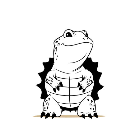 Snapping Turtle simple black and white line art vector logo. Snapping Turtleのイラスト素材
