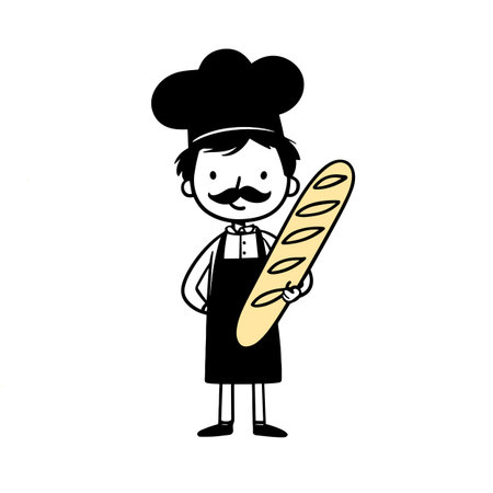 Baker simple black and white line art vector logo. Baker