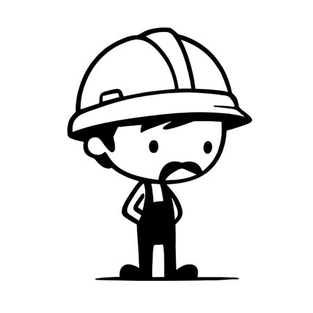 Builder simple black and white line art vector logo. Builderのイラスト素材
