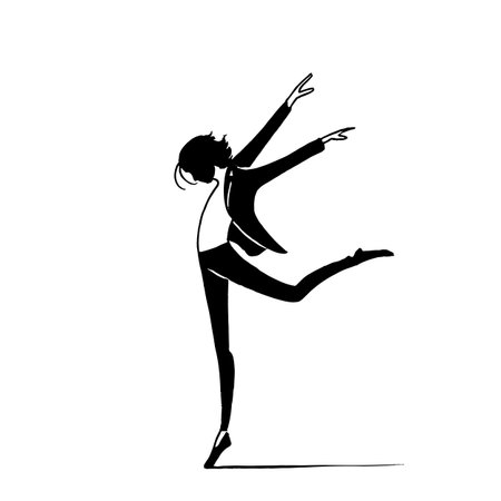 Dancer simple black and white line art vector logo. Dancerのイラスト素材
