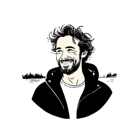 Environmentalist simple black and white line art vector logo. Environmentalistのイラスト素材