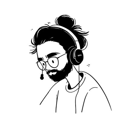 eSports player simple black and white line art vector logo. eSports playerのイラスト素材