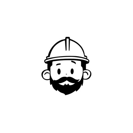 Engineer simple black and white line art vector logo. Engineerのイラスト素材