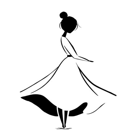 Dancer simple black and white line art vector logo. Dancerのイラスト素材