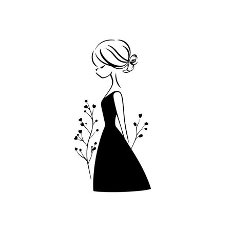 Fashion designer simple black and white line art vector logo. Fashion designerのイラスト素材