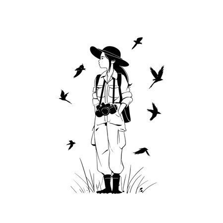 Environmentalist simple black and white line art vector logo. Environmentalistのイラスト素材