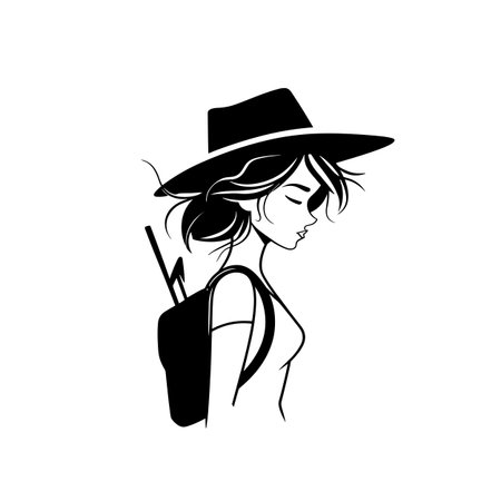 Explorer simple black and white line art vector logo. Explorerのイラスト素材