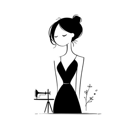 Fashion designer simple black and white line art vector logo. Fashion designerのイラスト素材