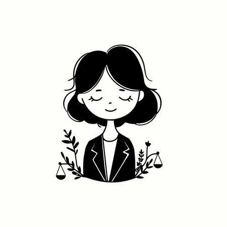 Lawyer simple black and white line art vector logo. Lawyerのイラスト素材