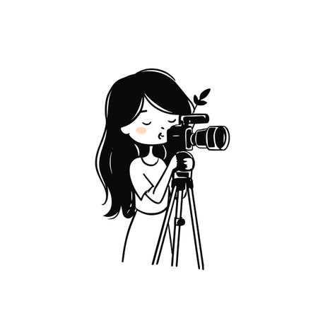 Journalist simple black and white line art vector logo. Journalistのイラスト素材