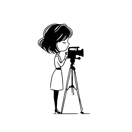 Movie Director simple black and white line art vector logo. Movie Directorのイラスト素材