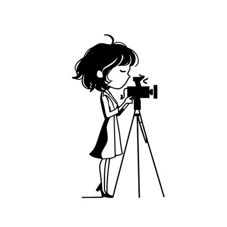 Movie Director simple black and white line art vector logo. Movie Directorのイラスト素材