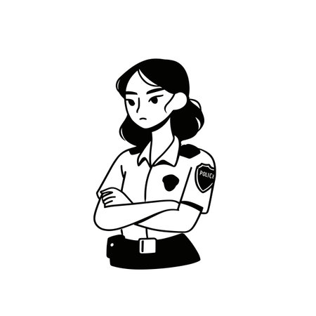 Police officer simple black and white line art vector logo. Police officerのイラスト素材